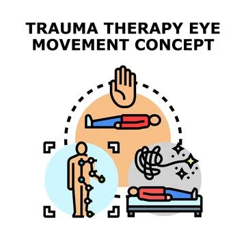 Trauma therapy eye movement desensitization concept Stock Illustration