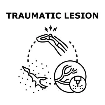 Traumatic lesion concept with first aid medical procedure Stock Illustration