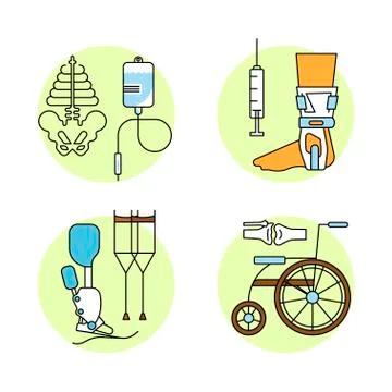 Traumatology outline flat Stock Illustration