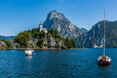 Traunkirchen on the Traunsee Stock Photos
