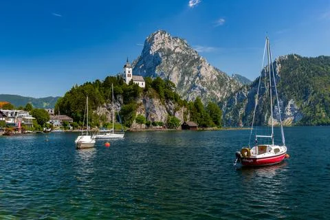 Traunkirchen on the Traunsee Stock Photos