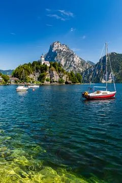 Traunkirchen on the Traunsee Stock Photos
