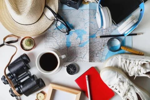 Travel accessories, items Stock Photos