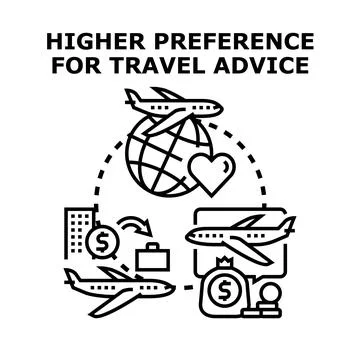 Travel advice preference concept for vacation planning Stock Illustration