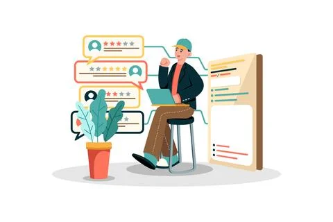 Travel agency using customer feedback to improve travel packages and custom.. Stock Illustration