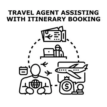 Travel agent assisting with trip planning and booking Stock Illustration