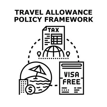 Travel allowance policy framework diagram with global taxation Stock Illustration