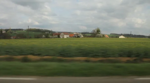 Travel along the green fields Stock Footage 4337662