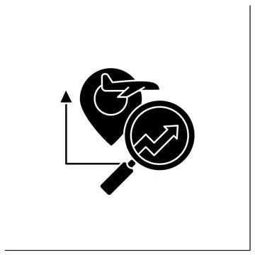 Travel analytics predictive analytics glyph icon Stock Illustration