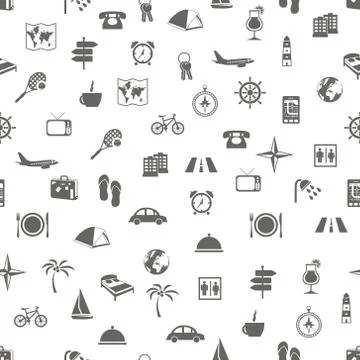 Travel and accommodation seamless pattern Stock Illustration