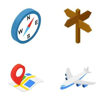 Travel and navigation icon set illustrating journey planning Stock Illustration