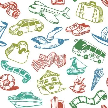 Travel and rest seamless pattern vector 스톡 일러스트