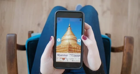 Travel app application on mobile phone Video stock 90338255