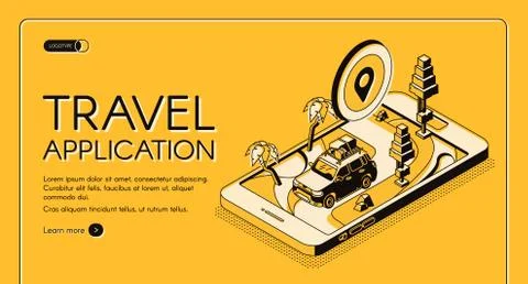 Travel application isometric vector web banner Stock Illustration