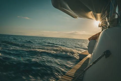 Travel around Greece yachts in Ionic Sea Stock Photos
