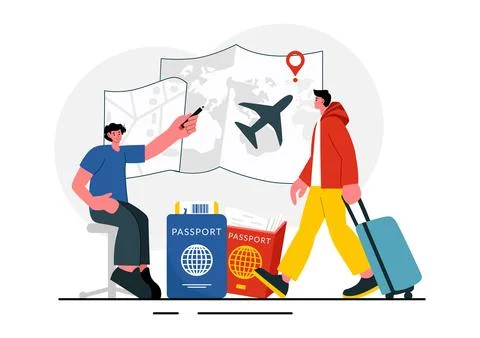 Travel Assistant Vector Illustration for Help and Facilitate Tourists in Pl.. Stock Illustration