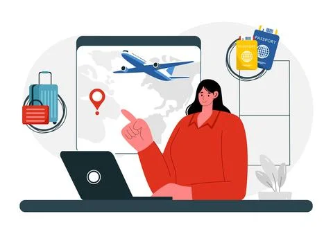 Travel Assistant Vector Illustration for Help and Facilitate Tourists in Pl.. Stock Illustration
