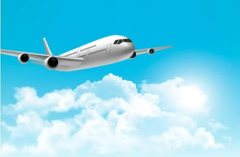 Travel background with an airplane. vector. Illustrazione stock