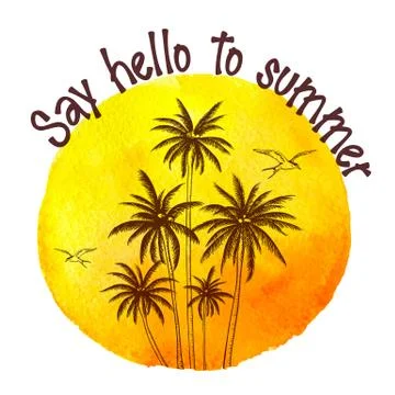 Travel background with coconuts palms Stock Illustration