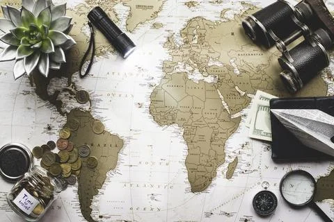 Travel background with flashlight Stock Photos