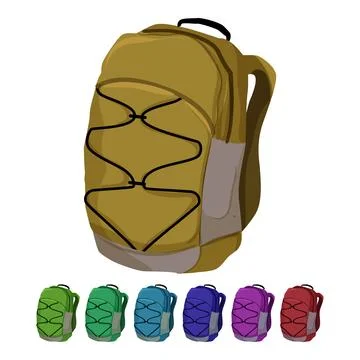 Travel backpack camp cartoon vector graphic Illustrazione stock
