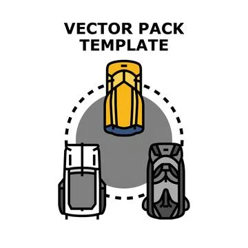Travel backpack equipment vector pack template Stock Illustration
