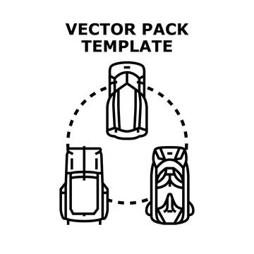 Travel backpack equipment vector pack template Stock Illustration