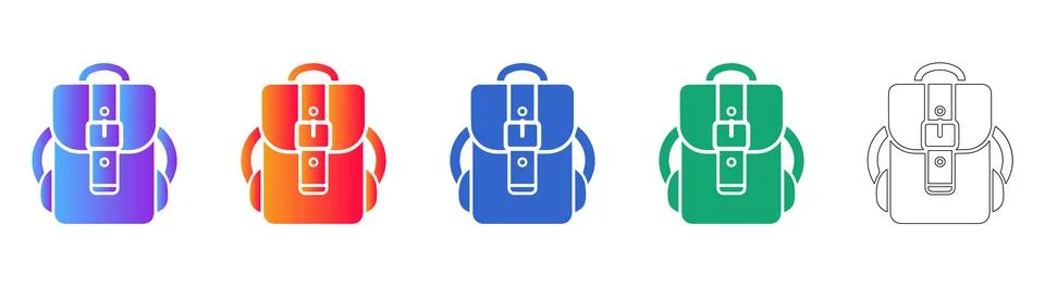 Travel Backpack Icon Set Stock Illustration