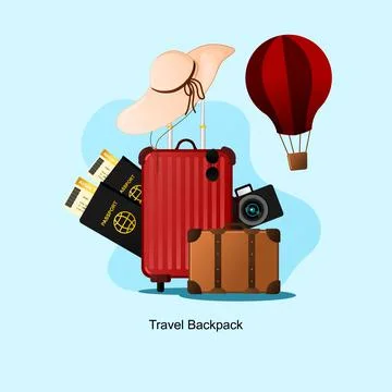 Travel backpack illustration vector AD224 库存插图