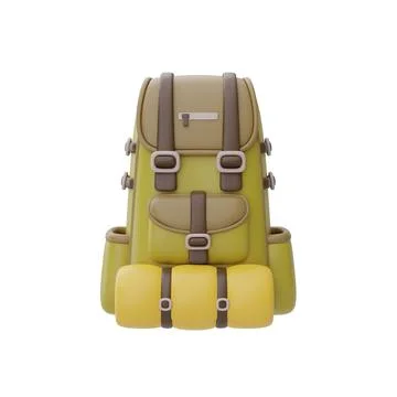 Travel backpack isolated on white background, Camping equipment, Summer camp  Stock Illustration