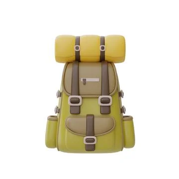 Travel backpack isolated on white background, Camping equipment, Summer camp  Stock Illustration