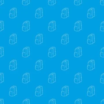 Travel backpack pattern vector seamless blue Illustrazione stock