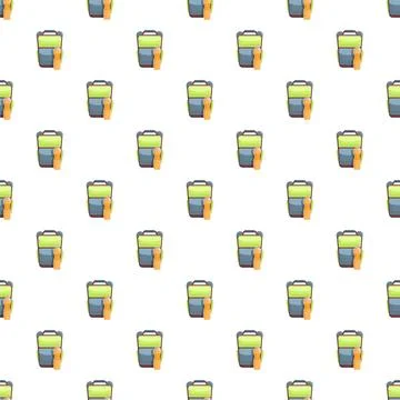 Travel backpack seamless pattern featuring adventure and tourism Illustrazione stock