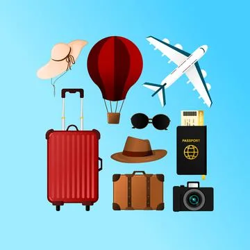 Travel backpack vector bundle Stockillustratie