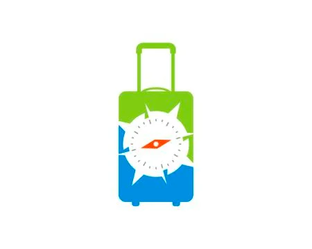 Travel bag with compass inside Stock Illustration