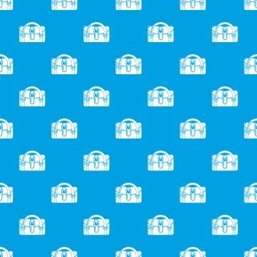 Travel bag destination pattern vector seamless blue Stock Illustration