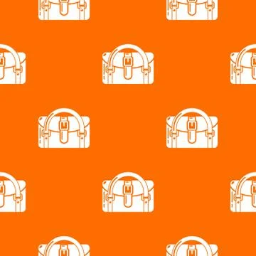 Travel bag destination pattern vector orange Stock Illustration