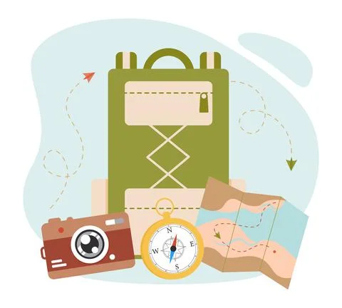 Travel banner with backpack Stock Illustration