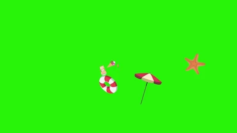 Travel beach objects animation graphic source elements chroma key Stock Footage 194311390