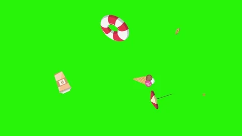 Travel beach objects animation graphic source elements chroma key Stock Footage 194311394