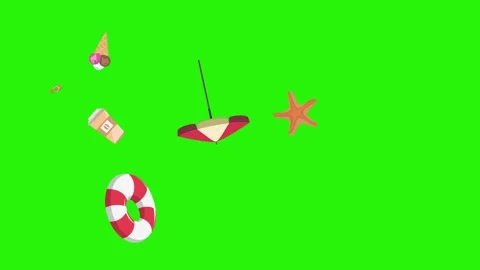 Travel beach objects animation graphic source elements chroma key Stock Footage 194311395