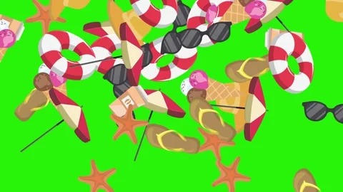 Travel beach objects animation graphic source elements chroma key Stock Footage 194311402