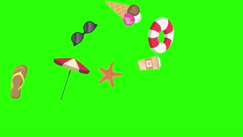 Travel beach objects animation graphic source elements chroma key Stock Footage 194311410