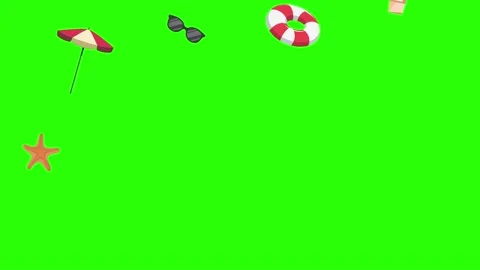 Travel beach objects animation graphic source elements chroma key Stock Footage 194311416