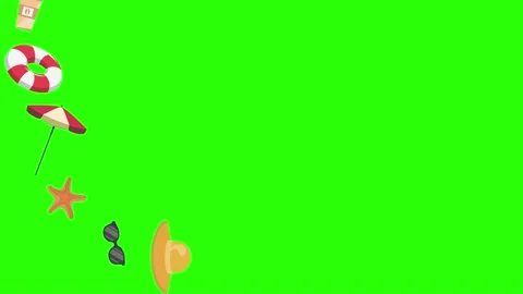 Travel beach objects animation graphic source elements chroma key Stock Footage 194311417