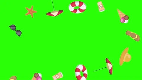 Travel beach objects animation graphic source elements chroma key Stock Footage 194311418