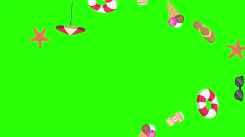 Travel beach objects animation graphic source elements chroma key Stock Footage 194311422