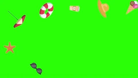 Travel beach objects animation graphic source elements chroma key Stock Footage 194311428