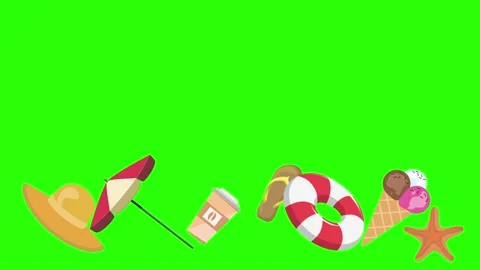 Travel beach objects animation graphic source elements chroma key Stock Footage 194311431