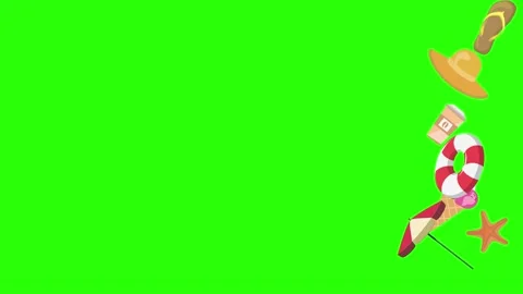 Travel beach objects animation graphic source elements chroma key Stock Footage 194311432
